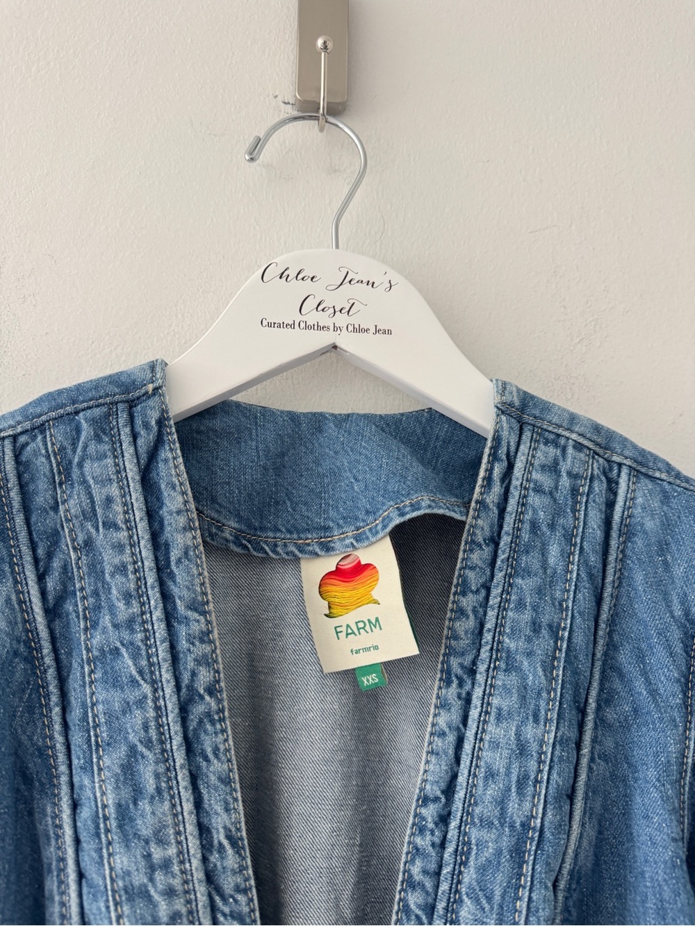FARM RIO Ruffled Denim Romper XXS - Picture 3 of 7